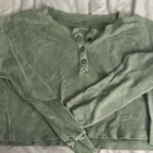 long sleeve waffle knit crop top